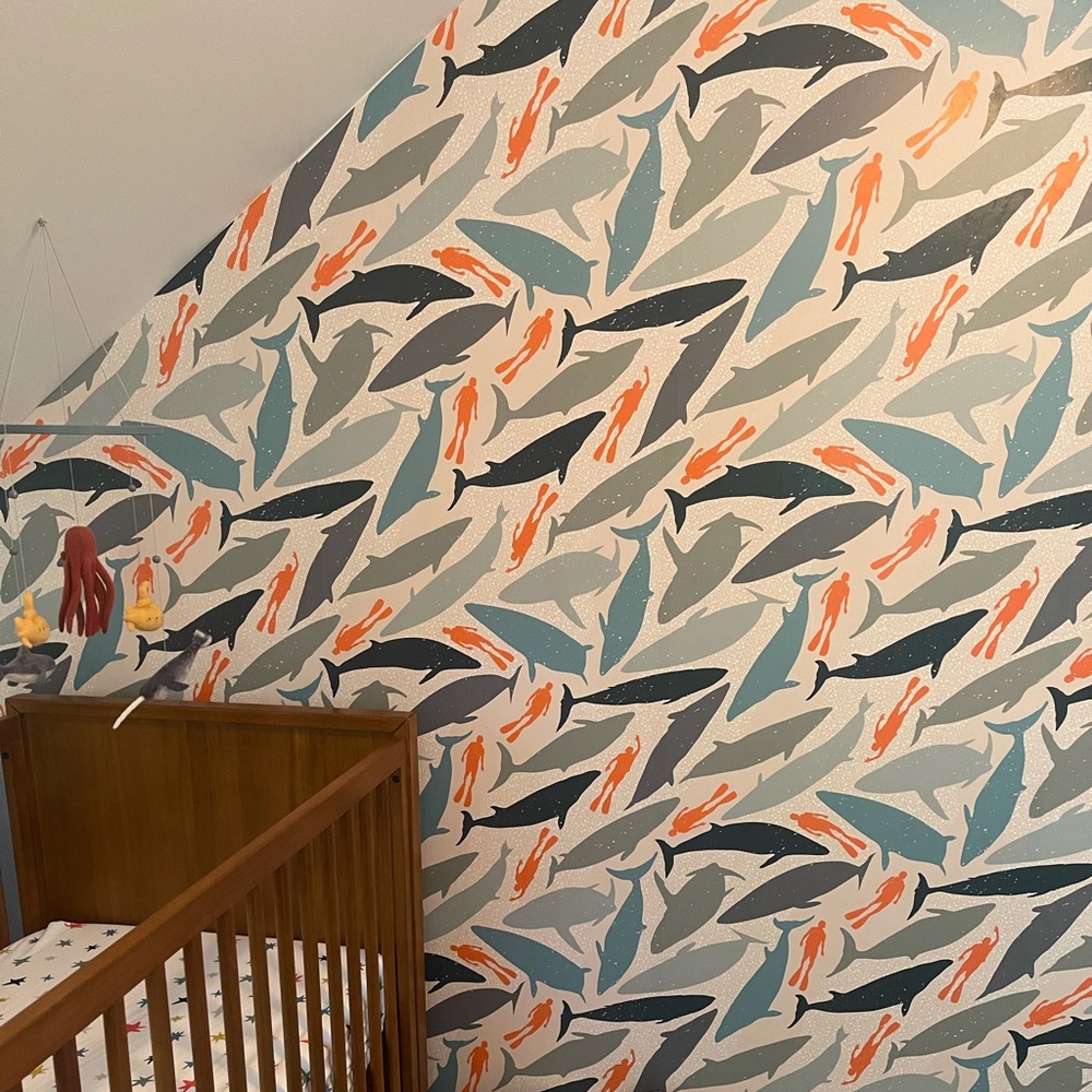Spoonflower Whale Prepasted Removable Wallpaper
